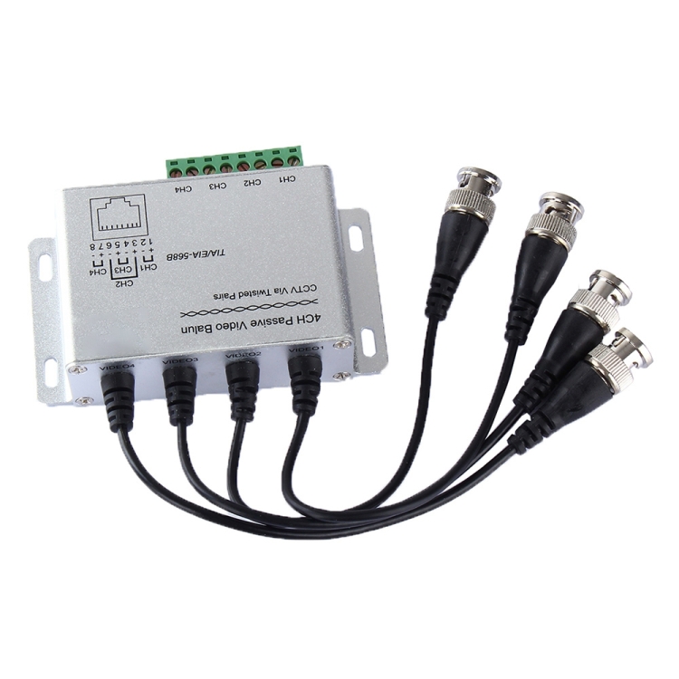 4 CH UTP Passive Video Balun , CCTV Via Twisted Pairs