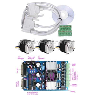 ชุด CNC 3 แกน NEMA 23 Stepper Motor 76MM * 3 + TB6560 Driver Controller