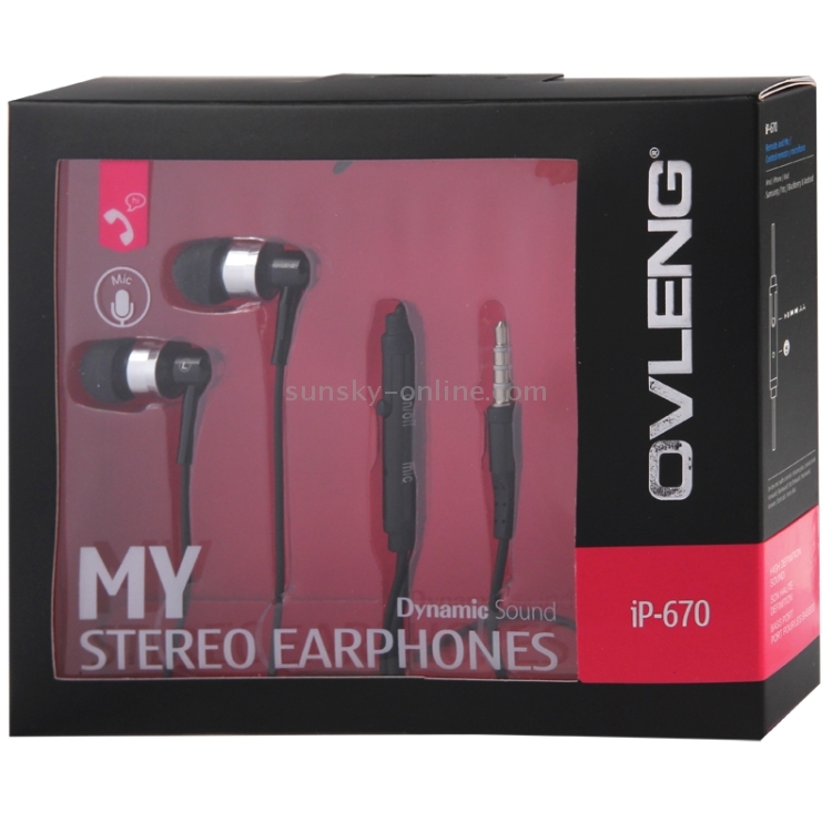 OVLENG Stereo Hands-free Earphone with Mic, Length: 1.2m