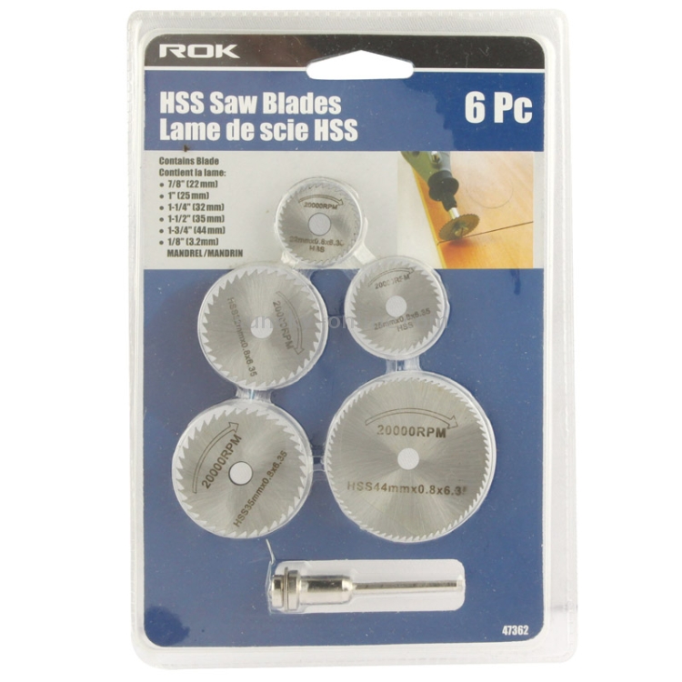 6pc HSS Saw Blades Lame De Scie HSS (7/8 inch, 1inch, 11/4inch, 11