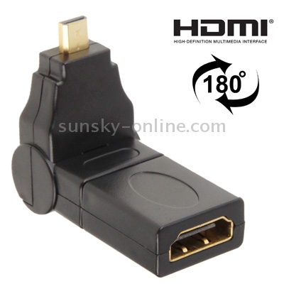 Adaptador giratorio (180 grados) de micro HDMI macho a HDMI hembra de 19 pines chapado en oro - 1