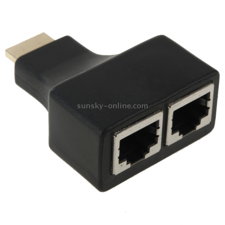 Extensor de cable de red HDMI a doble puerto RJ45 de 30 m por Cat 5e / 6 3D HDTV Up - 2