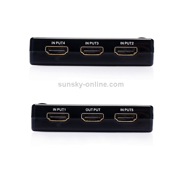 Conmutador HDMI 1080P de 5 puertos con control remoto, compatible con HDTV (negro) - 3
