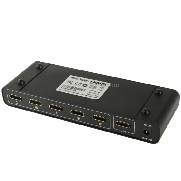 Conmutador HDMI Full HD 1080P de 5 puertos con control remoto e indicador LED (negro) - 3
