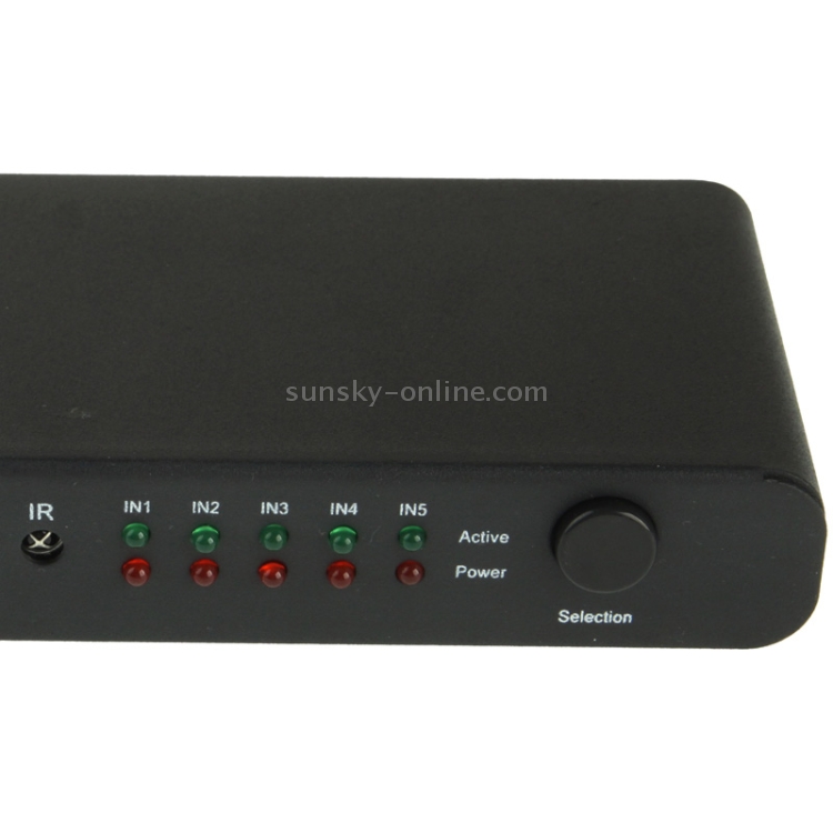 Conmutador HDMI Full HD 1080P de 5 puertos con control remoto e indicador LED (negro) - 4