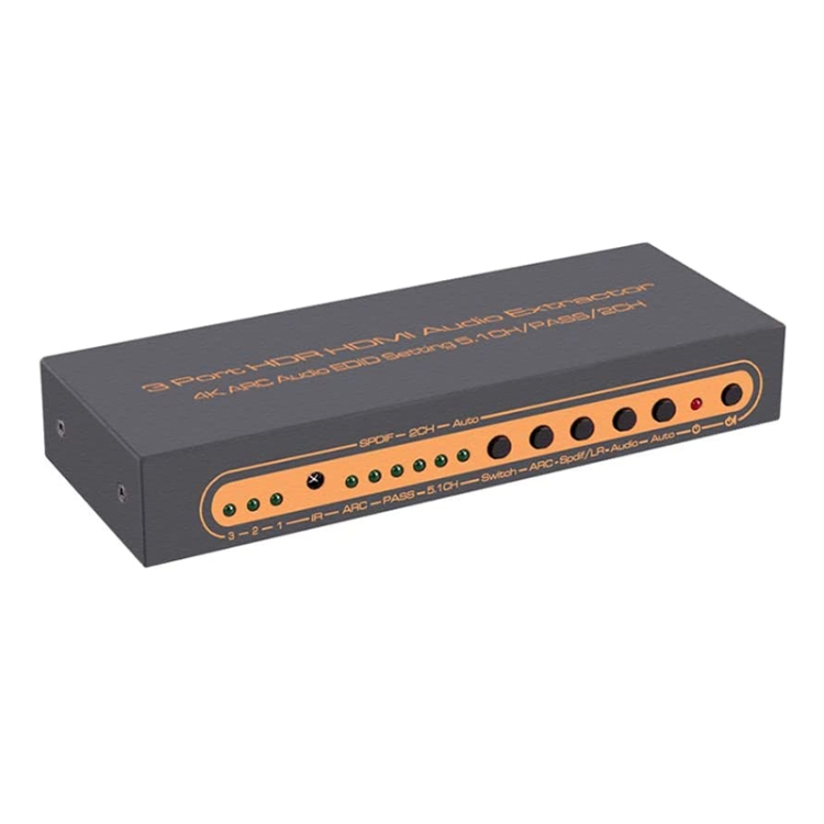 Extractor de audio HDMI / MHL de 3 puertos con control remoto IR, configuración EDID de audio ARC 4K 5.1ch / PASS / 2ch - 1