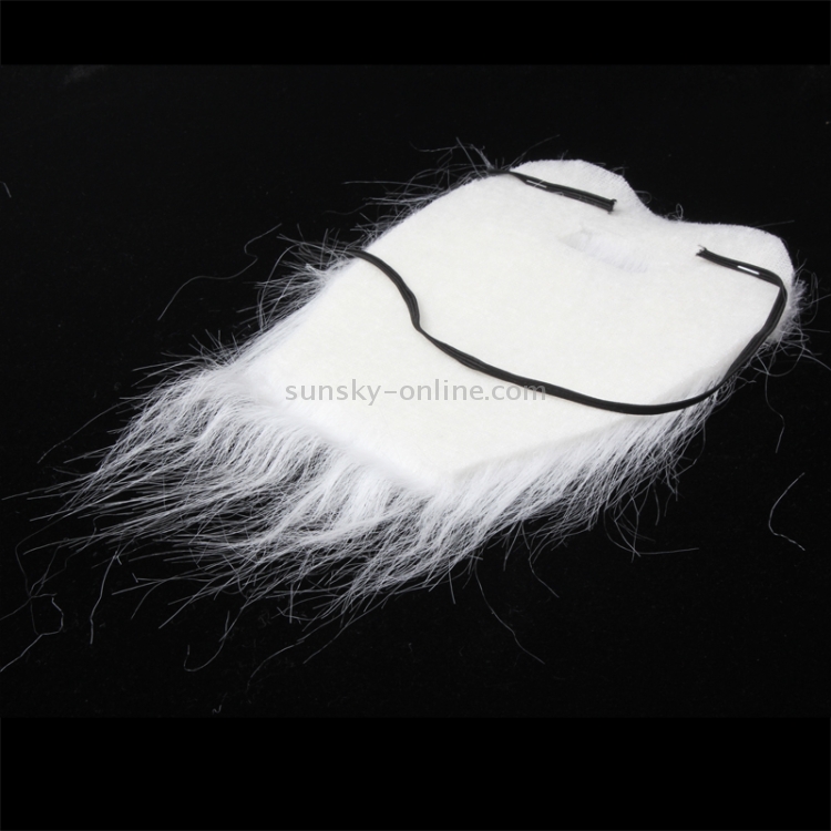 White Bushy Mustache Fake Beard with Elastic Strap(White)
