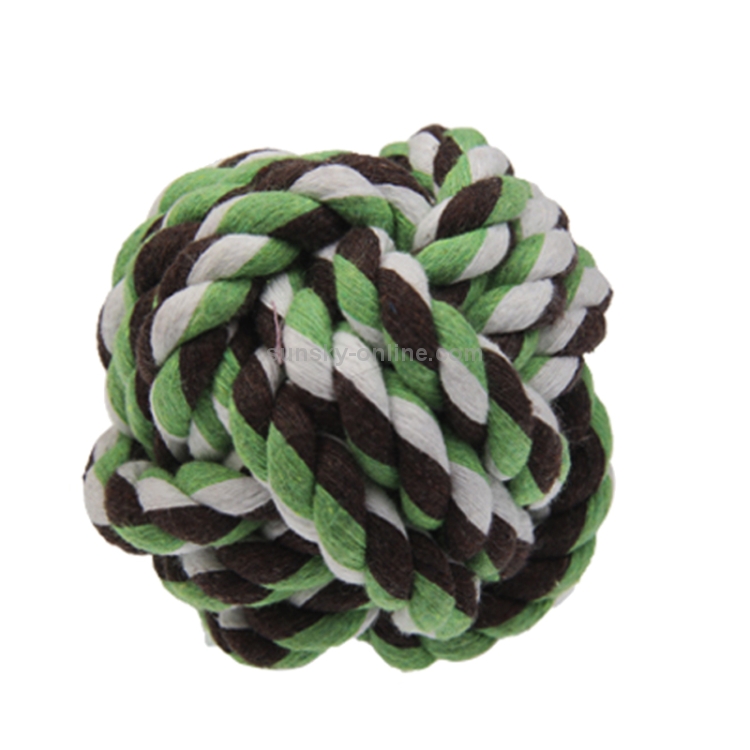 Bola de cuerda de algodón para mascotas / juguete para perros y gatos, 7,5 cm de diámetro (entrega de colores aleatorios) - 1