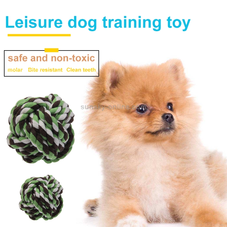 Bola de cuerda de algodón para mascotas / juguete para perros y gatos, 7,5 cm de diámetro (entrega de colores aleatorios) - 2
