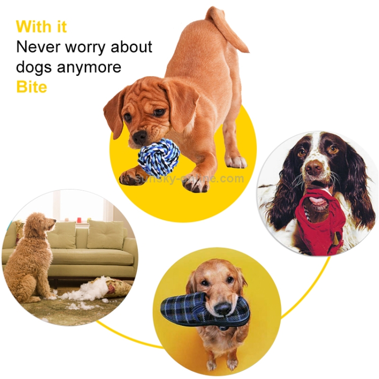 Bola de cuerda de algodón para mascotas / juguete para perros y gatos, 7,5 cm de diámetro (entrega de colores aleatorios) - 3