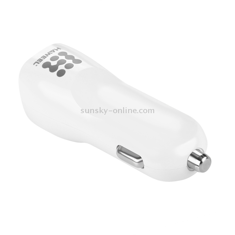 [US Warehouse] HAWEEL High Quality 2.1A + 1A Dual USB Ports Car Charger(White)