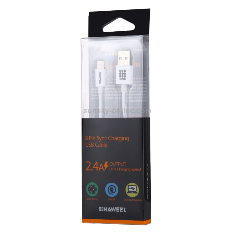 HAWEEL 1m 2.4A 8 Pin USB Data Sync Charging Cable HAWEEL 1m 2.4A 8 Pin USB Data Sync Charging Cable