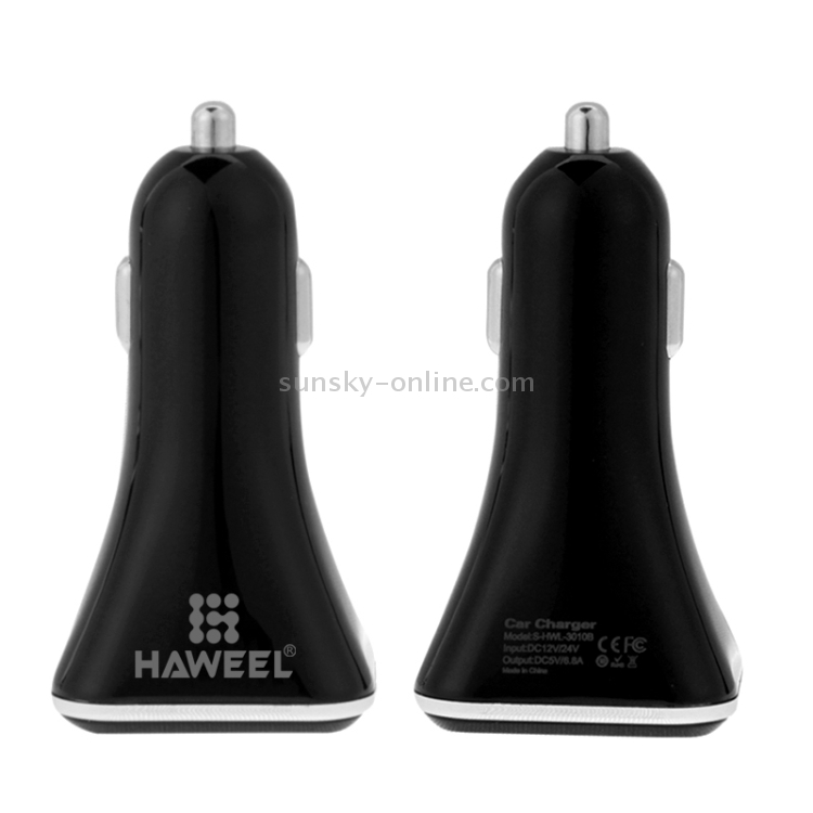 [UK Warehouse] HAWEEL Universal 5V 6.8A 4 USB Ports Car Charger for Smartphone / Tablet PC(Black)