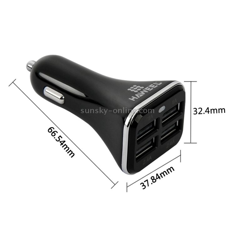 [UK Warehouse] HAWEEL Universal 5V 6.8A 4 USB Ports Car Charger for Smartphone / Tablet PC(Black)