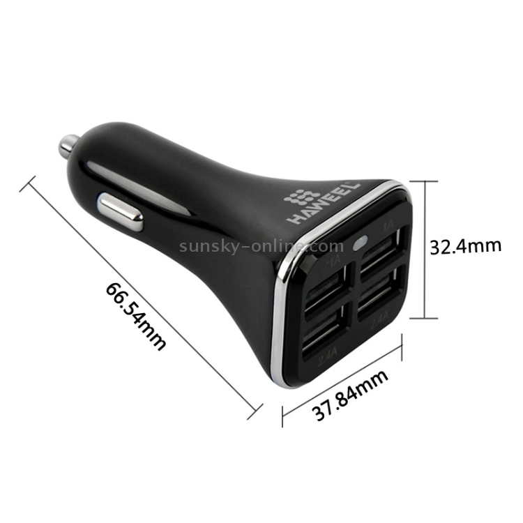 HAWEEL Universal 5V 6.8A 4 USB Ports Car Charger for Smartphone / Tablet PC(Black) HAWEEL Universal 5V 6.8A 4 USB Ports Car Charger for Smartphone / Tablet PC(Black)