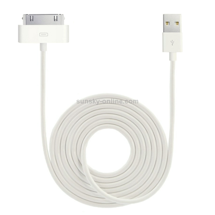 3m USB Double Sided Sync Data / Charging Cable For iPhone 4 & 4S / iPhone 3GS / 3G / iPad 3 / iPad 2 / iPad / iPod Touch(White)