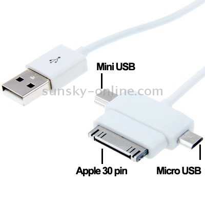 30 Pin + Micro USB + Mini USB Charging & Data Sync Cable 30 Pin + Micro USB + Mini USB Charging & Data Sync Cable