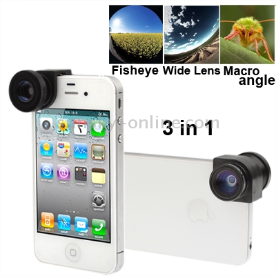 3 in 1(Fisheye Lens + Wide Angle Lens + Macro Lens) Photo Camera Lens for iPhone 4 & 4S /3G /3GS(Black) 3 in 1(Fisheye Lens + Wide Angle Lens + Macro Lens) Photo Camera Lens for iPhone 4 & 4S /3G /3GS(Black)
