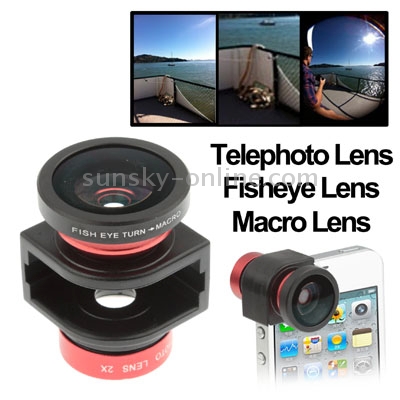 3 in 1 Camera Lens Kit (180 Degree Fisheye Lens / 2X Telephoto Lens / Marco Lens) for iPhone 4 & 4S(Red) 3 in 1 Camera Lens Kit (180 Degree Fisheye Lens / 2X Telephoto Lens / Marco Lens) for iPhone 4 & 4S(Red)