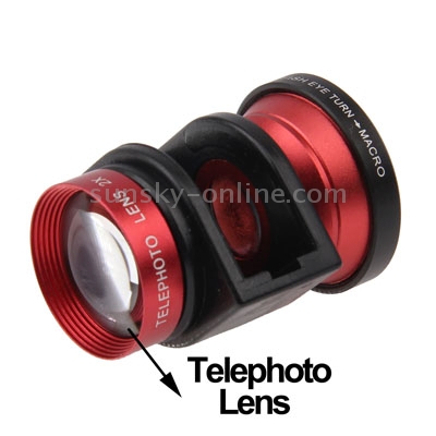 3 in 1 Camera Lens Kit (180 Degree Fisheye Lens / 2X Telephoto Lens / Marco Lens) for iPhone 4 & 4S(Red) 3 in 1 Camera Lens Kit (180 Degree Fisheye Lens / 2X Telephoto Lens / Marco Lens) for iPhone 4 & 4S(Red)