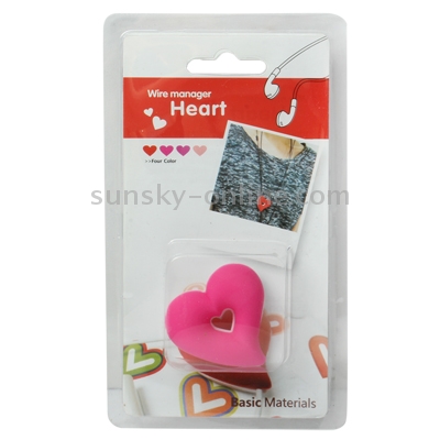 Cute Heart Shaped Soft Cable Winder Manager Wrap Device for Earphones Cable Cord(Magenta)