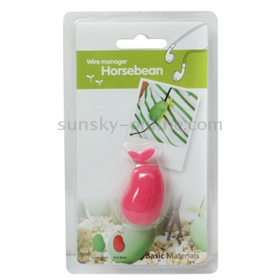 Cute Horsebean Shaped Soft Cable Winder Manager Wrap Device for Earphones Cable Cord(Red)
