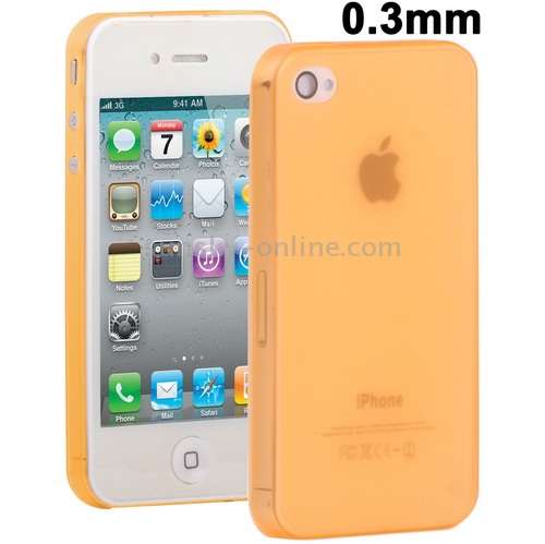 0.3mm Ultra Thin Polycarbonate Materials PC Protection Shell for iPhone 4/4S , Transparent version / Matte Edition(Orange)