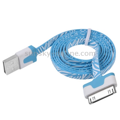 Zebra Texture Noodle Style USB Data Sync Charger Cable for iPhone 4 & 4S, iPhone 3GS / 3G, New iPad (iPad 3) / iPad 2 / iPad, iPod Touch, Length: 1m, Blue(Blue) Zebra Texture Noodle Style USB Data Sync Charger Cable for iPhone 4 & 4S, iPhone 3GS / 3G, New iPad (iPad 3) / iPad 2 / iPad, iPod Touch, Length: 1m, Blue(Blue)