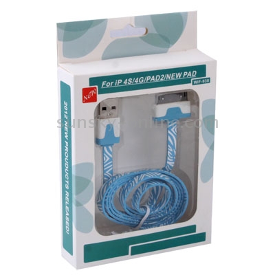 Zebra Texture Noodle Style USB Data Sync Charger Cable for iPhone 4 & 4S, iPhone 3GS / 3G, New iPad (iPad 3) / iPad 2 / iPad, iPod Touch, Length: 1m, Blue(Blue) Zebra Texture Noodle Style USB Data Sync Charger Cable for iPhone 4 & 4S, iPhone 3GS / 3G, New iPad (iPad 3) / iPad 2 / iPad, iPod Touch, Length: 1m, Blue(Blue)