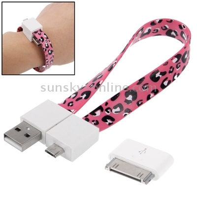 24cm 2 in 1 Spots Noodle Bracelet Style Micro USB to USB Sync Data Charging Cable + 30 Pin Adaptor 24cm 2 in 1 Spots Noodle Bracelet Style Micro USB to USB Sync Data Charging Cable + 30 Pin Adaptor