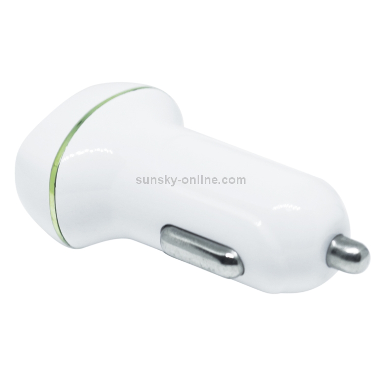 Square Dual USB Ports Car Charger, Compatible with Android and IOS(White) Square Dual USB Ports Car Charger, Compatible with Android and IOS(White)