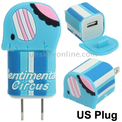 Cute Elephant Style US Socket Plug USB Charger for iPhone 6 & 6 Plus, iPhone 5, iPhone 4 & 4S(Blue) Cute Elephant Style US Socket Plug USB Charger for iPhone 6 & 6 Plus, iPhone 5, iPhone 4 & 4S(Blue)