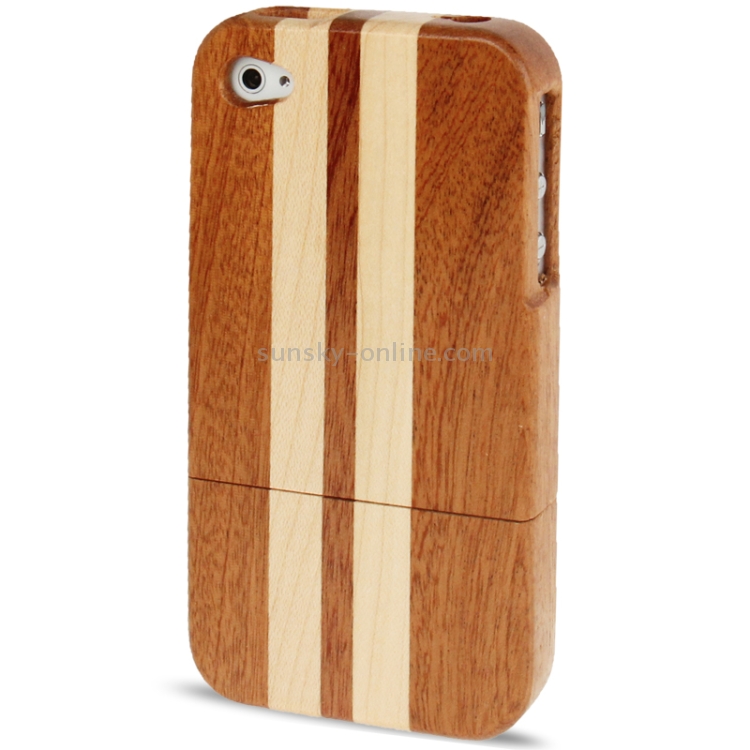 2-Stripe Pattern Detachable Wood Material Case for iPhone 4 & 4S 2-Stripe Pattern Detachable Wood Material Case for iPhone 4 & 4S