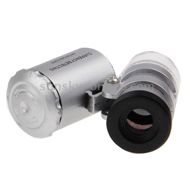 60X Mini Digital Microscope Magnification with 2 LED Lights / UV Light / Plastic Case for iPhone 4 & 4S(Black)