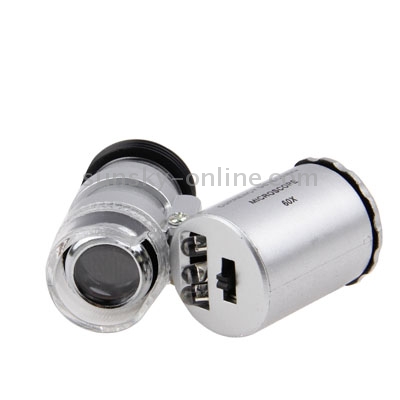 60X Mini Digital Microscope Magnification with 2 LED Lights / UV Light / Plastic Case for iPhone 4 & 4S(Black)