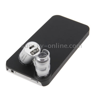 60X Mini Digital Microscope Magnification with 2 LED Lights / UV Light / Plastic Case for iPhone 4 & 4S(Black)