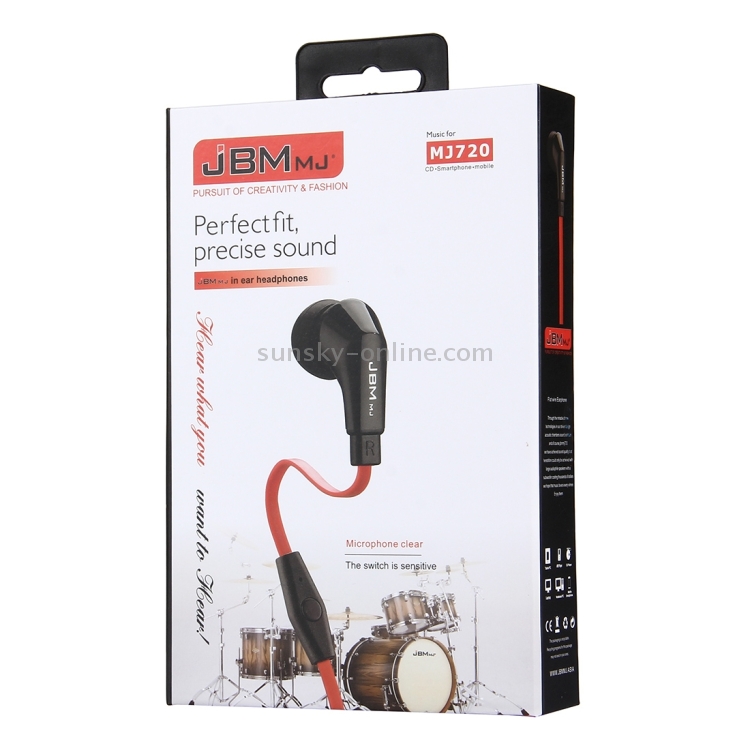JBM-MJ720 Perfect Fit Precise Sound 3.5mm In-ear Headphone, Unit diameter: 10mm, Frequency range: 6~23500Hz JBM-MJ720 Perfect Fit Precise Sound 3.5mm In-ear Headphone, Unit diameter: 10mm, Frequency range: 6~23500Hz