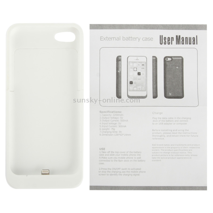 2200mAh Extant Battery Case / Power Bank with Holder for iPhone 5C(White) 2200mAh Extant Battery Case / Power Bank with Holder for iPhone 5C(White)