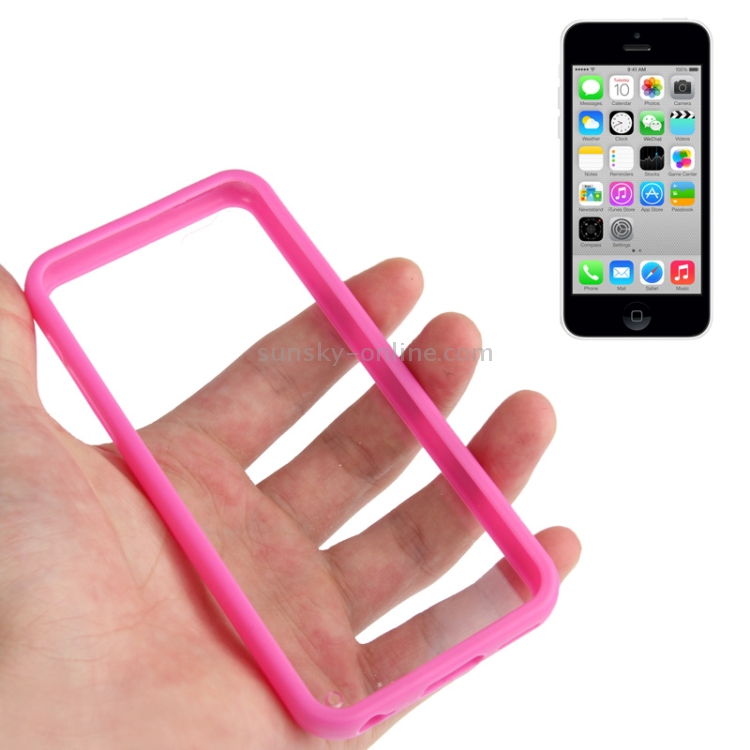 Transparent Plastic + TPU Frame Case for iPhone 5C(Magenta) Transparent Plastic + TPU Frame Case for iPhone 5C(Magenta)