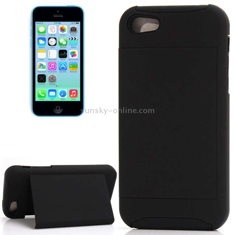Silicone + Plastic Combination Case with Holder for iPhone 5C(Black) Silicone + Plastic Combination Case with Holder for iPhone 5C(Black)