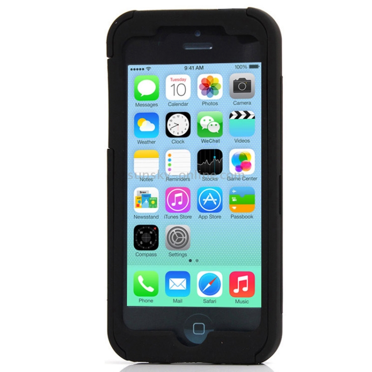 Silicone + Plastic Combination Case with Holder for iPhone 5C(Black) Silicone + Plastic Combination Case with Holder for iPhone 5C(Black)
