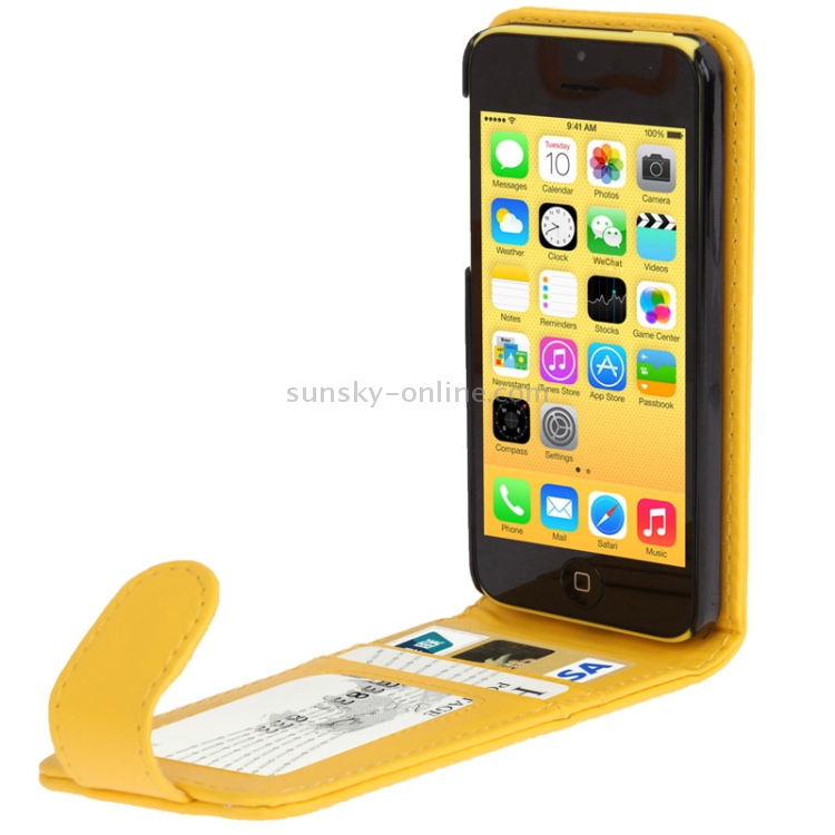 Vertical Flip Leather Case with Credit Card Slots for iPhone 5C(Yellow) Vertical Flip Leather Case with Credit Card Slots for iPhone 5C(Yellow)