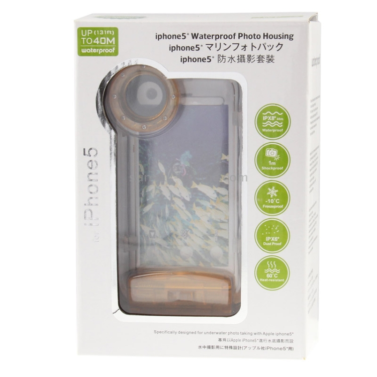 Waterproof Photo Housing Underwater Case for iPhone 5 & 5s & SE, Water-proof: IPX8(Orange) Waterproof Photo Housing Underwater Case for iPhone 5 & 5s & SE, Water-proof: IPX8(Orange)