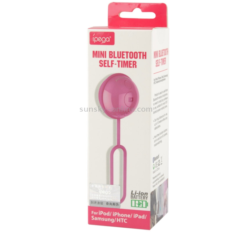 ipega Mini Bluetooth Remote Control Self Timer Camera Shutter for iPhone / iPad / iPod / Samsung / HTC / Android Smartphones, Pink (PG-9027)(Pink) ipega Mini Bluetooth Remote Control Self Timer Camera Shutter for iPhone / iPad / iPod / Samsung / HTC / Android Smartphones, Pink (PG-9027)(Pink)