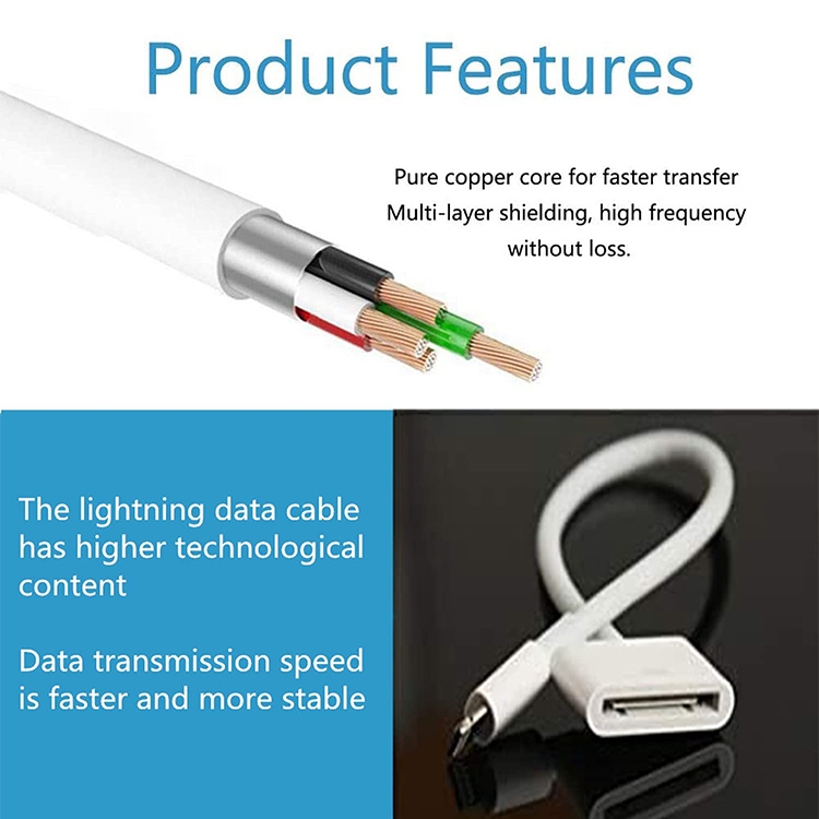 8 Pin Male to 30 Pin Female Sync Data Cable Adapter, Cable Length: 14cm(White) 8 Pin Male to 30 Pin Female Sync Data Cable Adapter, Cable Length: 14cm(White)