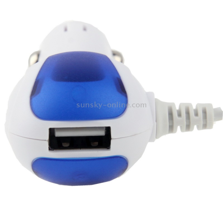 5V / 1A Coiled Cable 8-pin Car Charger with LED Light for iPhone 5 , Cable Length: 45-120cm