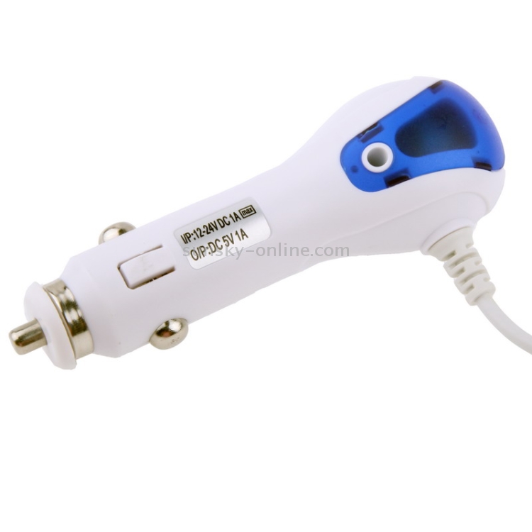 5V / 1A Coiled Cable 8-pin Car Charger with LED Light for iPhone 5 , Cable Length: 45-120cm