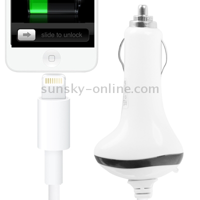5V 1A 8-pin Car Charger Coiled Cable for iPhone 5 / iPod touch, White (Cable Length: 3.8cm~120cm ,only comptible 5G)(White) 5V 1A 8-pin Car Charger Coiled Cable for iPhone 5 / iPod touch, White (Cable Length: 3.8cm~120cm ,only comptible 5G)(White)