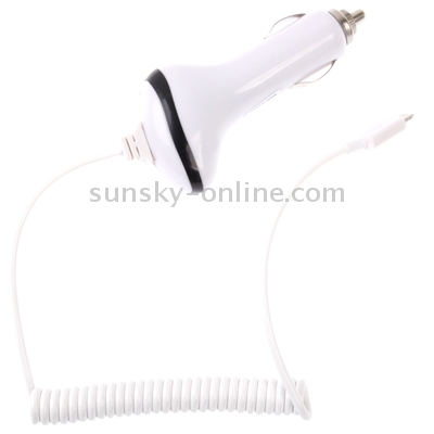 5V 1A 8-pin Car Charger Coiled Cable for iPhone 5 / iPod touch, White (Cable Length: 3.8cm~120cm ,only comptible 5G)(White) 5V 1A 8-pin Car Charger Coiled Cable for iPhone 5 / iPod touch, White (Cable Length: 3.8cm~120cm ,only comptible 5G)(White)