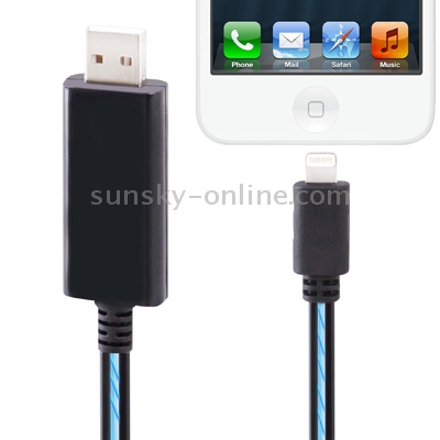 Blue Visible Light USB Sync Data / Charging Cable for iPhiPhone 6 & 6 Plus, iPhone 5 & 5S & 5C, iPad Air, Length: 80cm(Black) Blue Visible Light USB Sync Data / Charging Cable for iPhiPhone 6 & 6 Plus, iPhone 5 & 5S & 5C, iPad Air, Length: 80cm(Black)